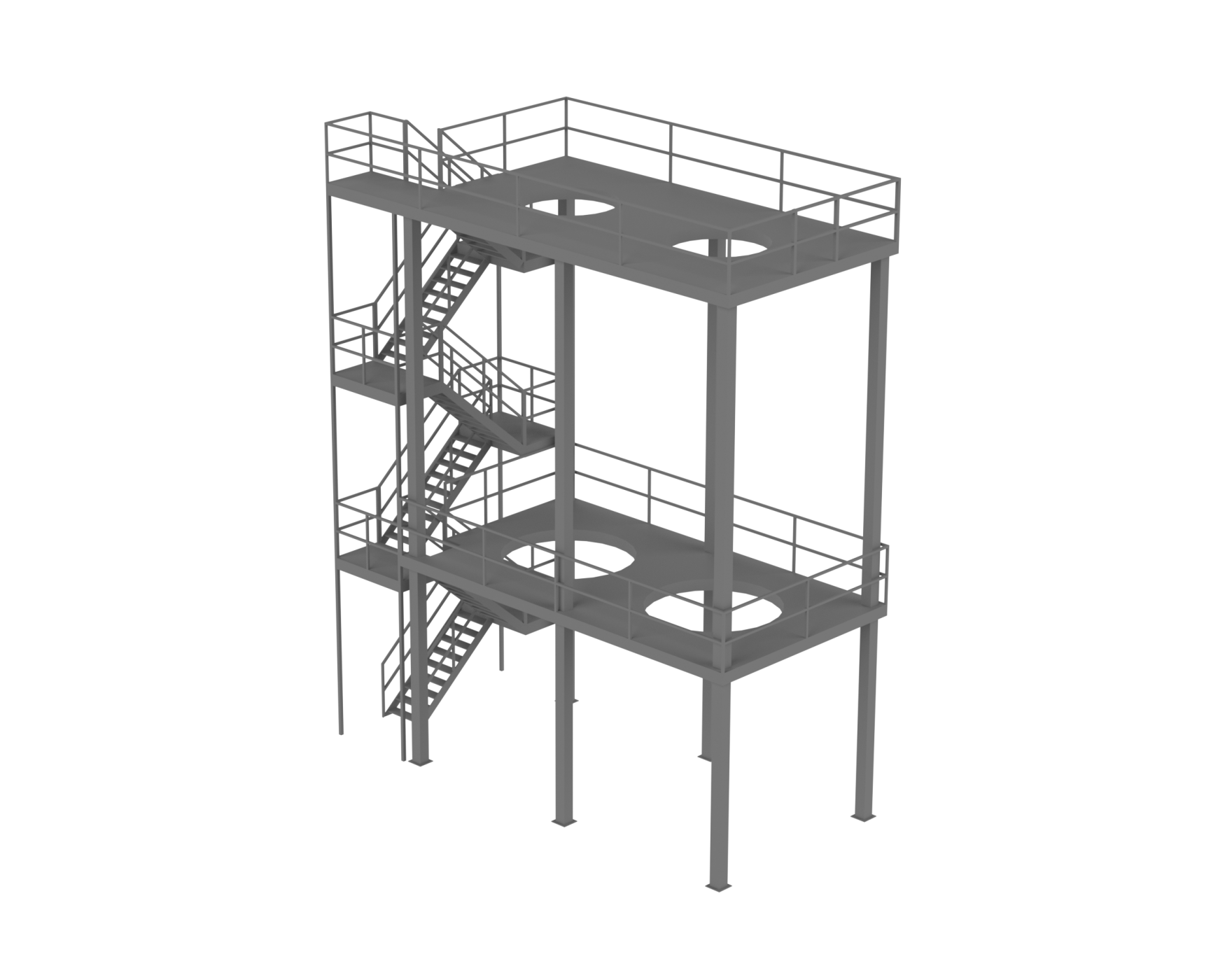 Stainless steel, carbon steel, galavanized platform, FEM calulations of steel platform